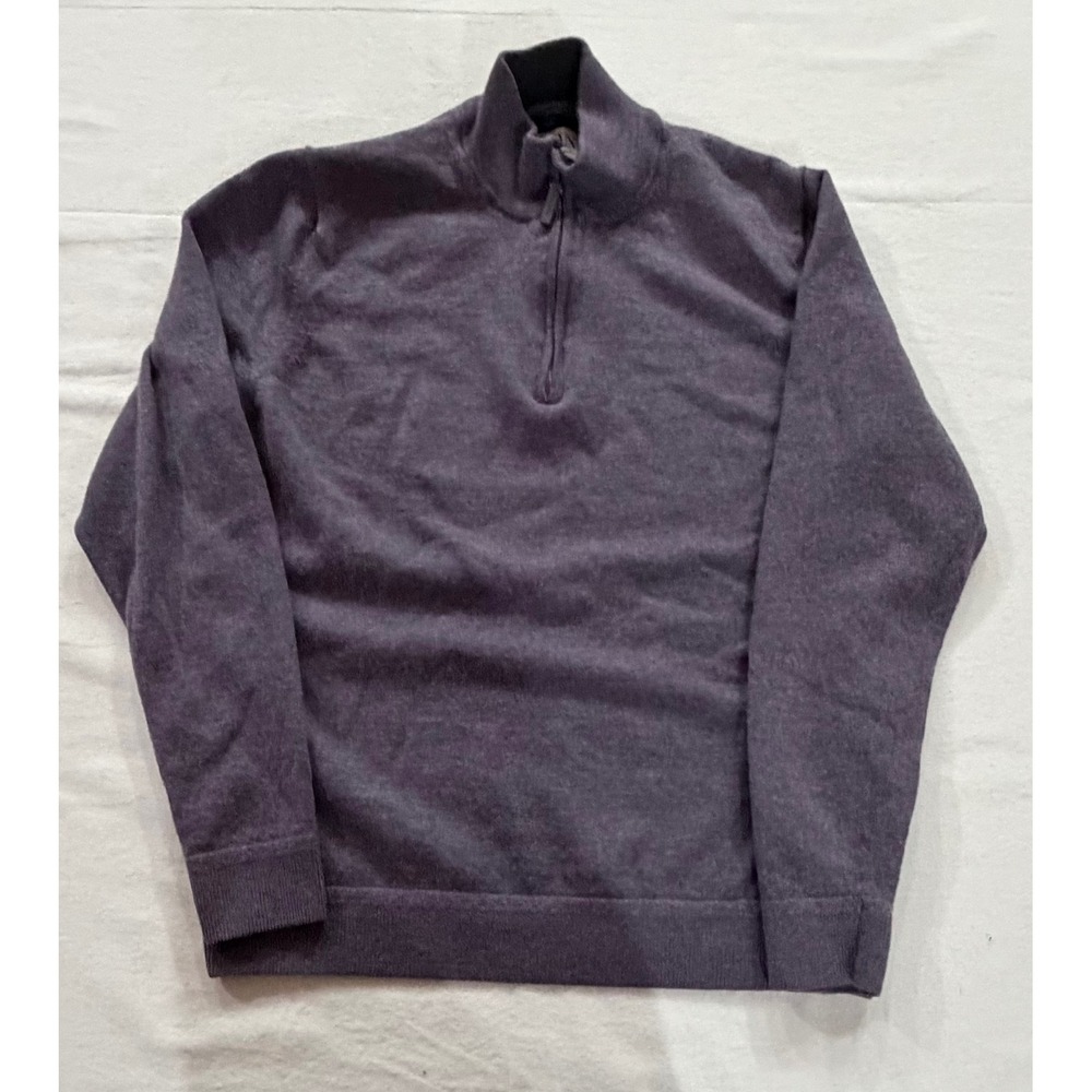 JWN John W. Nordstrom Mens Purple 100% Italian Merino Wool Quarter Zip Sweater L